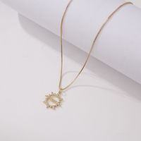 Fashion Simple Letters Sun Flower Mom Pendant Copper Necklace main image 4