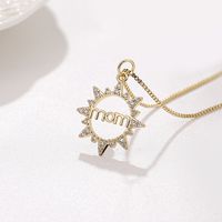 Fashion Simple Letters Sun Flower Mom Pendant Copper Necklace main image 5