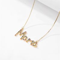 Fashion Simple Mother's Day Pendant Zircon Copper Necklace main image 4