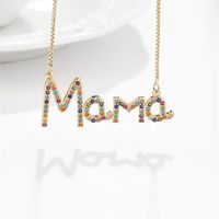 Fashion Simple Mother's Day Pendant Zircon Copper Necklace main image 5