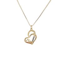 Fashion Micro-encrusted Zircon Heart-shaped Mom Pendant Copper Necklace main image 3