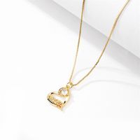 Fashion Micro-encrusted Zircon Heart-shaped Mom Pendant Copper Necklace main image 4