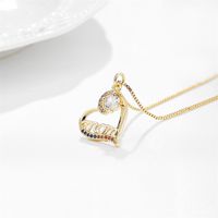 Fashion Micro-encrusted Zircon Heart-shaped Mom Pendant Copper Necklace main image 5