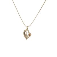 Fashion Micro-encrusted Zircon Heart-shaped Mom Pendant Copper Necklace main image 6