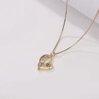 Fashion Simple Copper Letters Hollow Heart-shaped Mom Pendant Necklace main image 4