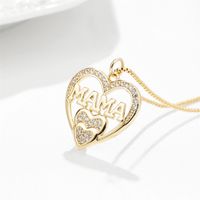 Fashion Simple Heart-shaped Mama Pendant Dripping Oil Copper Necklace main image 5