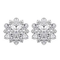 Fashion Double Layer Flower Crystal Alloy Stud Earrings sku image 1