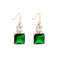 Niche Design Ins Style Jewelry Square Emerald Zircon Element Pendant Earrings main image 2