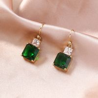 Niche Design Ins Style Jewelry Square Emerald Zircon Element Pendant Earrings main image 3