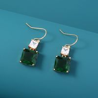 Niche Design Ins Style Jewelry Square Emerald Zircon Element Pendant Earrings main image 6