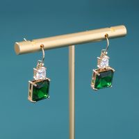 Niche Design Ins Style Jewelry Square Emerald Zircon Element Pendant Earrings sku image 1