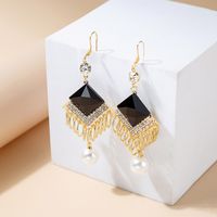 Simple Geometric Diamond Long Multi-circle Tassel Earrings main image 2