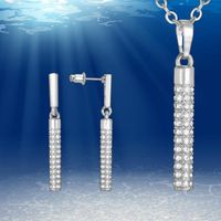 Fashion Geometric Diamond Cylindrical Stud Necklace Set main image 3