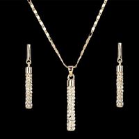 Fashion Geometric Diamond Cylindrical Stud Necklace Set sku image 1