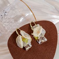 Fashion Tulle Flower Fabric Tassel Pearl Earrings main image 4