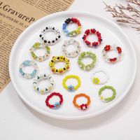 Fashion Handmade Beads Flower Ring Color Woven Small Flower main image 1