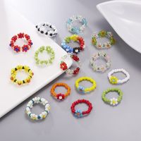 Fashion Handmade Beads Flower Ring Color Woven Small Flower main image 3