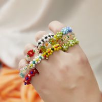 Fashion Handmade Beads Flower Ring Color Woven Small Flower main image 4