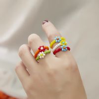 Fashion Handmade Beads Flower Ring Color Woven Small Flower main image 5