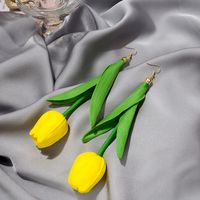 Fashion Long Tulip Flower Pendant Earrings main image 4