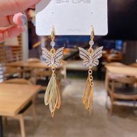 Fashion Long Tassel Butterfly Alloy Earrings main image 3