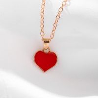 Titanium Steel Necklace Women&#39;s All-match Does Not Fade Red Love Necklace Simple Design Temperament Heart-shaped Pendant Clavicle Chain sku image 1