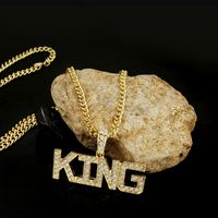 Fashion Hip Hop Rhinestone Letter King Pendent Alloy Necklace main image 3