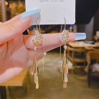 Fashion Inlaid Zircon Tassel Alloy Earrings main image 4