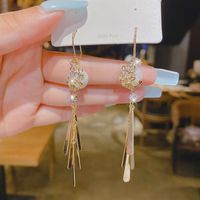 Fashion Inlaid Zircon Tassel Alloy Earrings main image 5