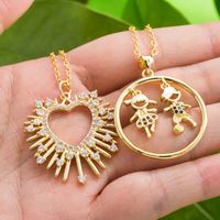 Fashion Copper Gold-plated Micro-set Zircon Heart-shaped Mother's Day Necklace main image 1