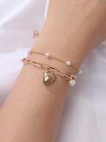 Ins Haut De Gamme Lumière Luxe Bracelet Femme Net Célébrité Vent Froid Amour Perle Métal Design Bracelet Rétro Tendance Bijoux main image 1