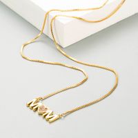 Fashion Copper Inlaid Color Zircon Mama Letter Pendant Necklace main image 4