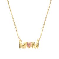 Fashion Copper Inlaid Color Zircon Mama Letter Pendant Necklace main image 6
