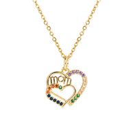 Fashion Copper Micro-inlaid Heart-shaped Mama Pendant Necklace main image 6