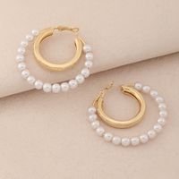 Fashion Alloy Pearl Circle Earrings Simple Sweet Women's Jewelry main image 3
