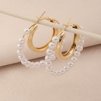 Fashion Alloy Pearl Circle Earrings Simple Sweet Women's Jewelry main image 4