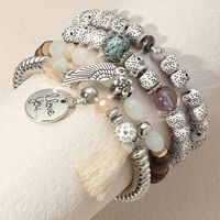 Fashion Gray Crack Stone Beads Mixed Color Round Tassel Bracelet main image 3