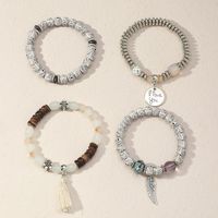 Fashion Gray Crack Stone Beads Mixed Color Round Tassel Bracelet main image 4