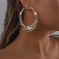 Retro Rhinestone Tassel Large Circle Claw Chain Earrings main image 3