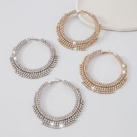 Retro Rhinestone Tassel Large Circle Claw Chain Earrings main image 5
