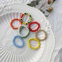 Simple Color Woven Beads Retro Suit Elastic Rope Handmade Ring main image 1