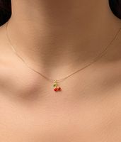 Fashion Simple Dripping Oil Cherry Pendant Alloy Necklace main image 2