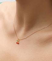 Fashion Simple Dripping Oil Cherry Pendant Alloy Necklace main image 3