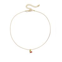 Fashion Simple Dripping Oil Cherry Pendant Alloy Necklace main image 6