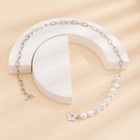 Fashion Stitching Imitation Pearl Hollow Flower Alloy Necklace main image 5