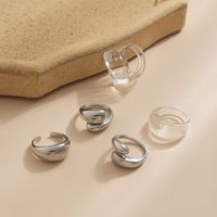 Irregular Opening Adjustable Ring Set Transparent Acrylic Simple Joint Alloy Ring main image 3