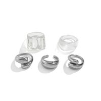 Irregular Opening Adjustable Ring Set Transparent Acrylic Simple Joint Alloy Ring main image 6