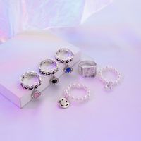 Simple Diamond-studded Flower Pearl Combination Zircon Alloy Ring main image 5