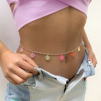 Simple Candy Color Sweet Acrylic Flower Tassel Copper Waist Chain main image 3