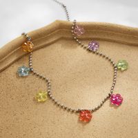 Simple Candy Color Sweet Acrylic Flower Tassel Copper Waist Chain main image 5